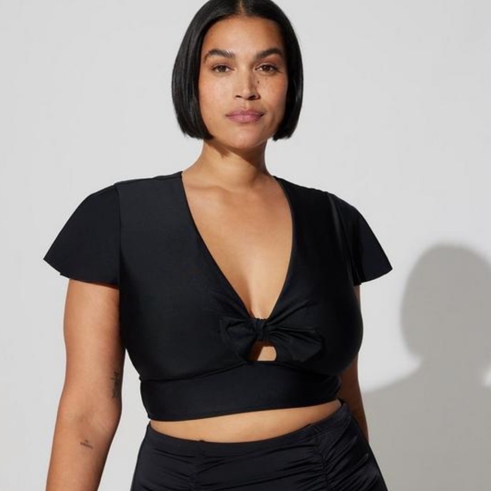 Torrid Flutter Sleeve Black Bikini Top sz 3X
